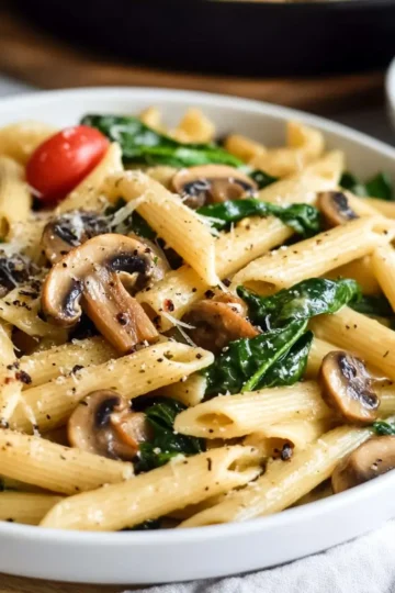 Spinach Mushroom Pasta in 30 Minutes