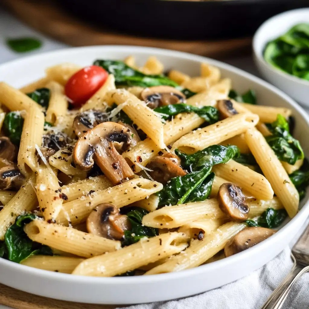 Spinach Mushroom Pasta in 30 Minutes