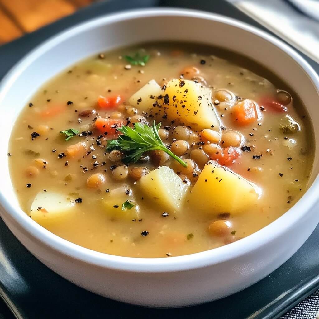 Vegan and Hearty Lentil Potato Soup for Dinner
