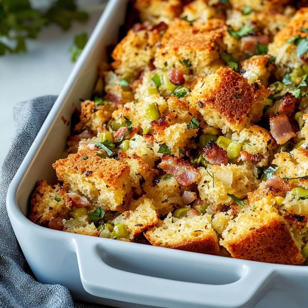 Vegetarian Bacon Cornbread Stuffing Alternative