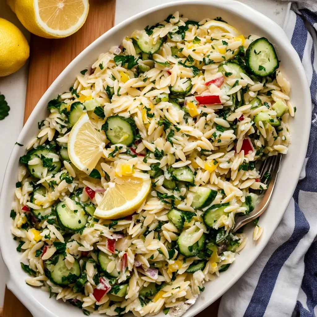 Zesty Lemon Orzo Pasta Salad with Feta