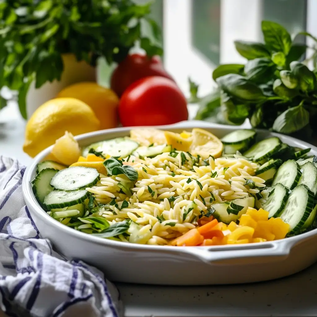 best Lemon Orzo Pasta Salad with Cucumbers