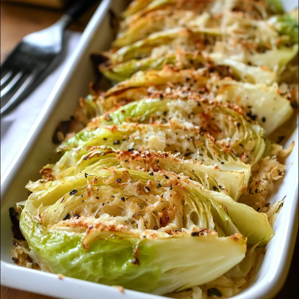 Baked Cabbage with Garlic and Parmesan
