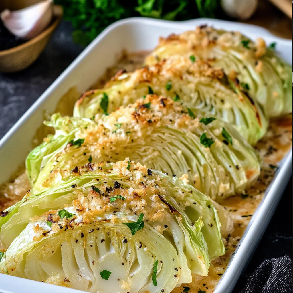 Baked Cabbage with Garlic and Parmesan