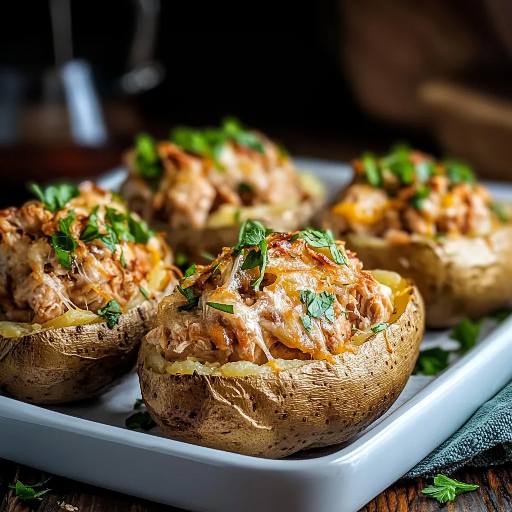 Cheesy Crack Chicken Stuffed Baked Potatoes Recipe