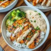 Chicken and Rice Bowls with Creamy Garlic Sauce