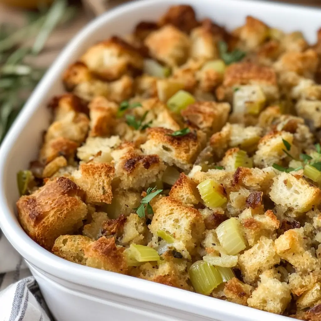 Classic Thanksgiving Stuffing with a Crispy Top