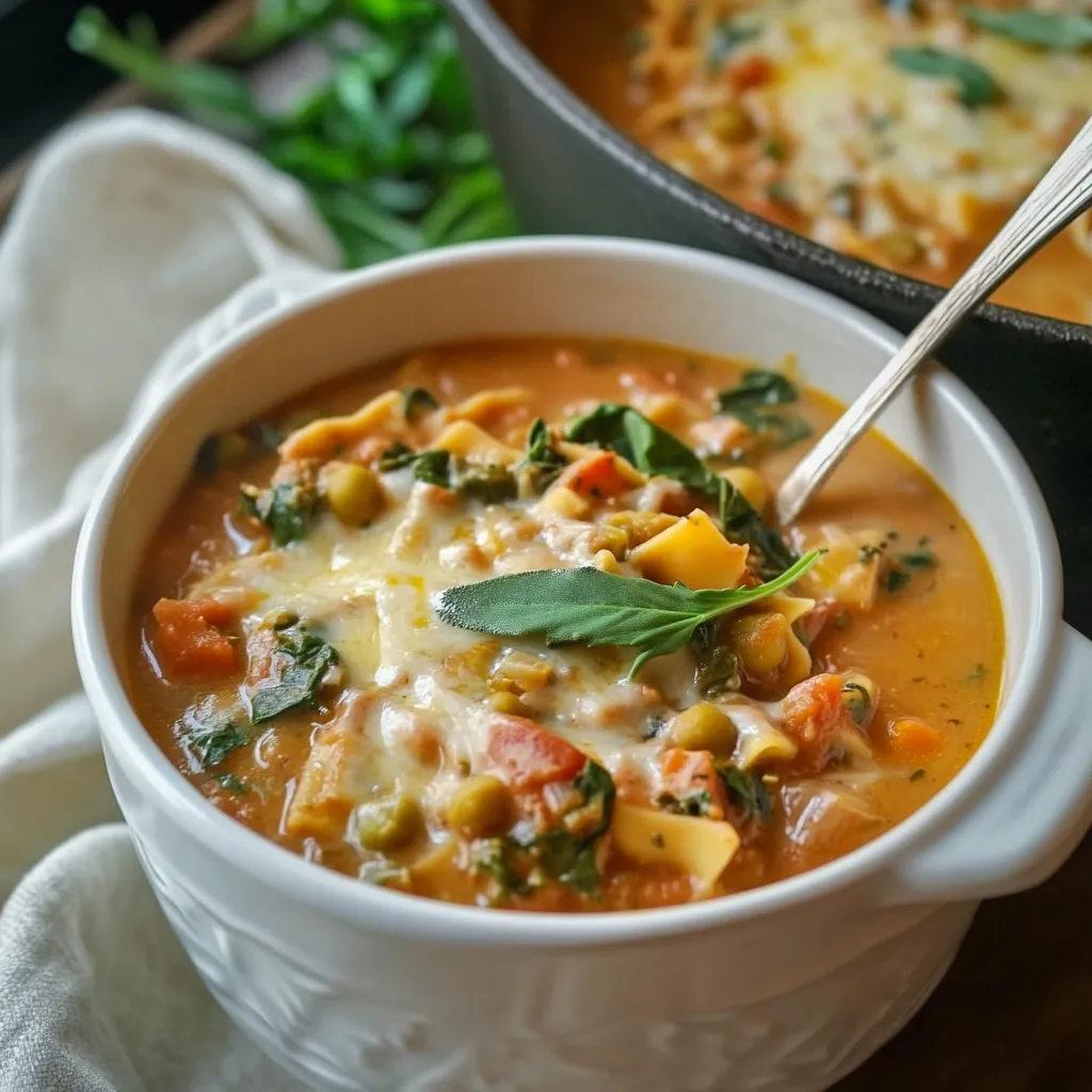 Creamy Veggie White Lasagna Soup