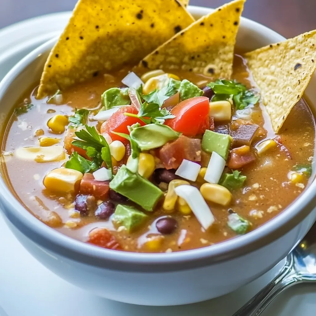 Crockpot Spicy Vegetarian Tortilla Soup with Quinoa