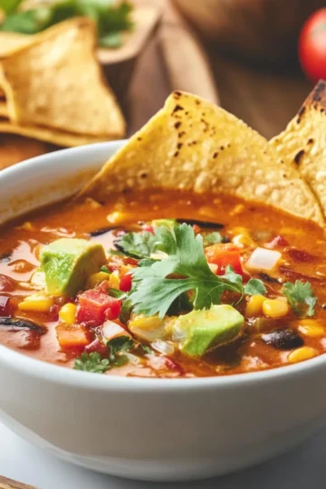 Crockpot Vegetarian Tortilla Soup Recipe Card