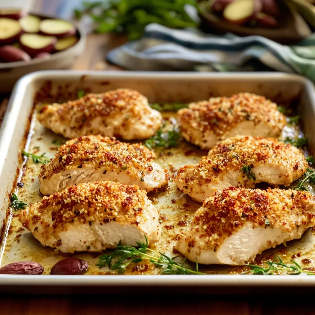 Cozy Parmesan Crusted Chicken Sheet Pan Dinner