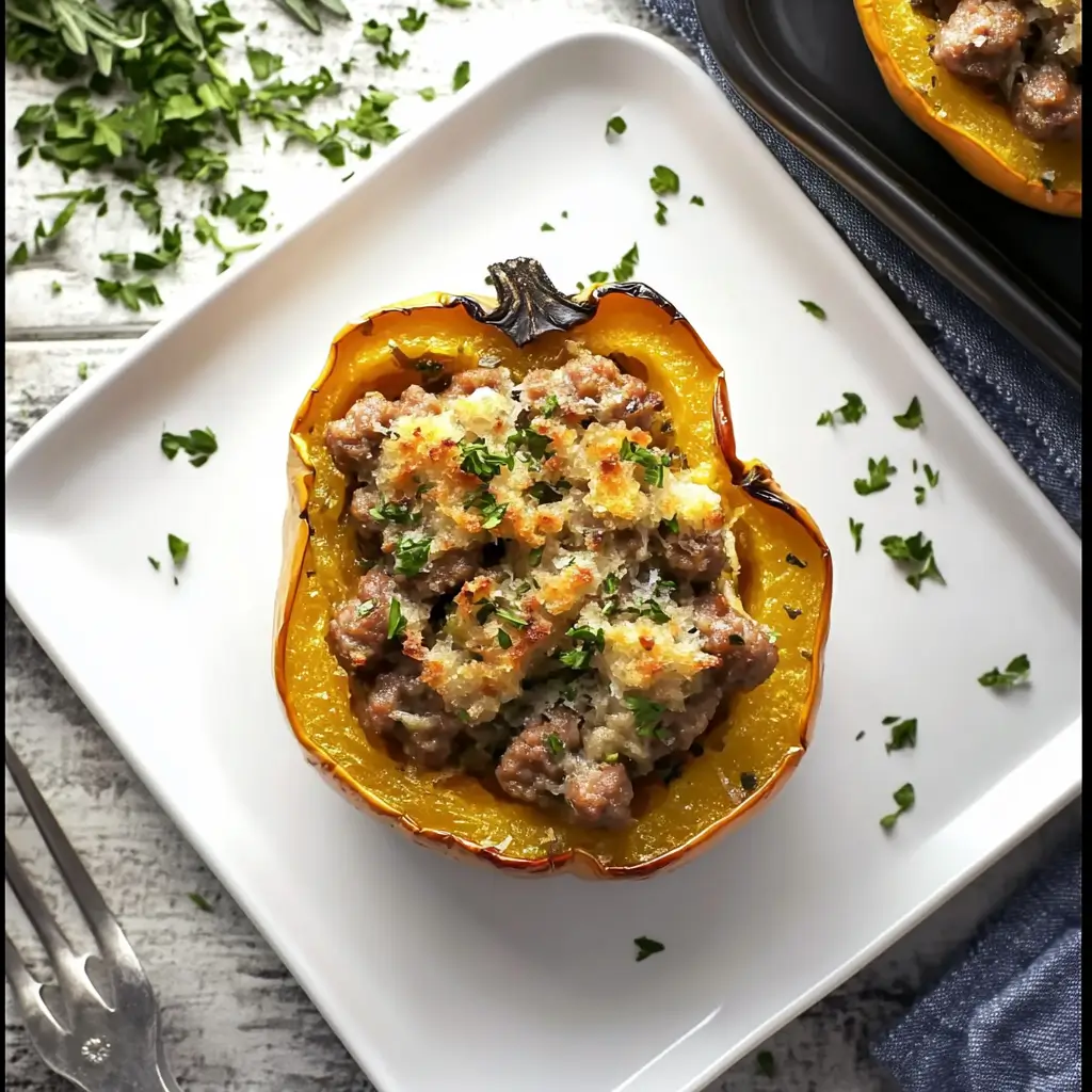 Easy sausage stuffed acorn squash recipe