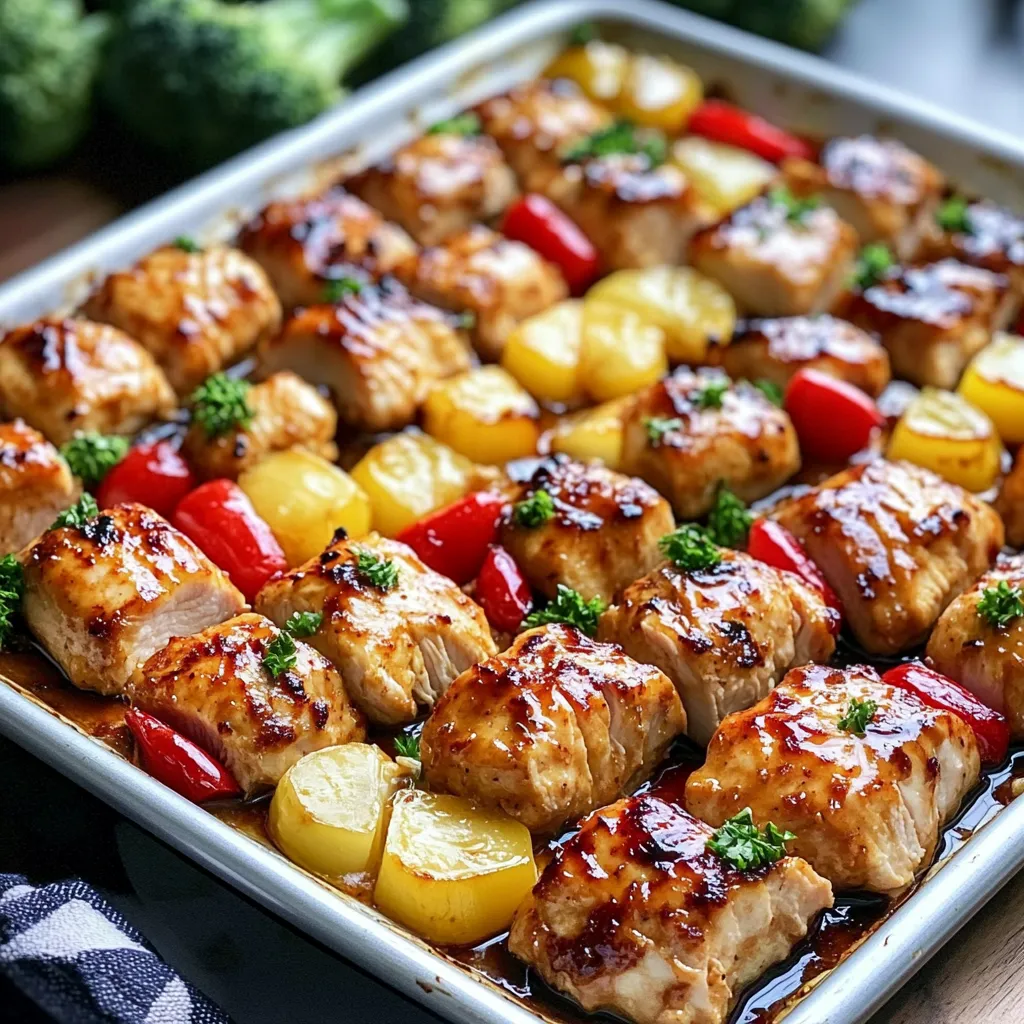 Hawaiian Chicken Sausage Sheet Pan