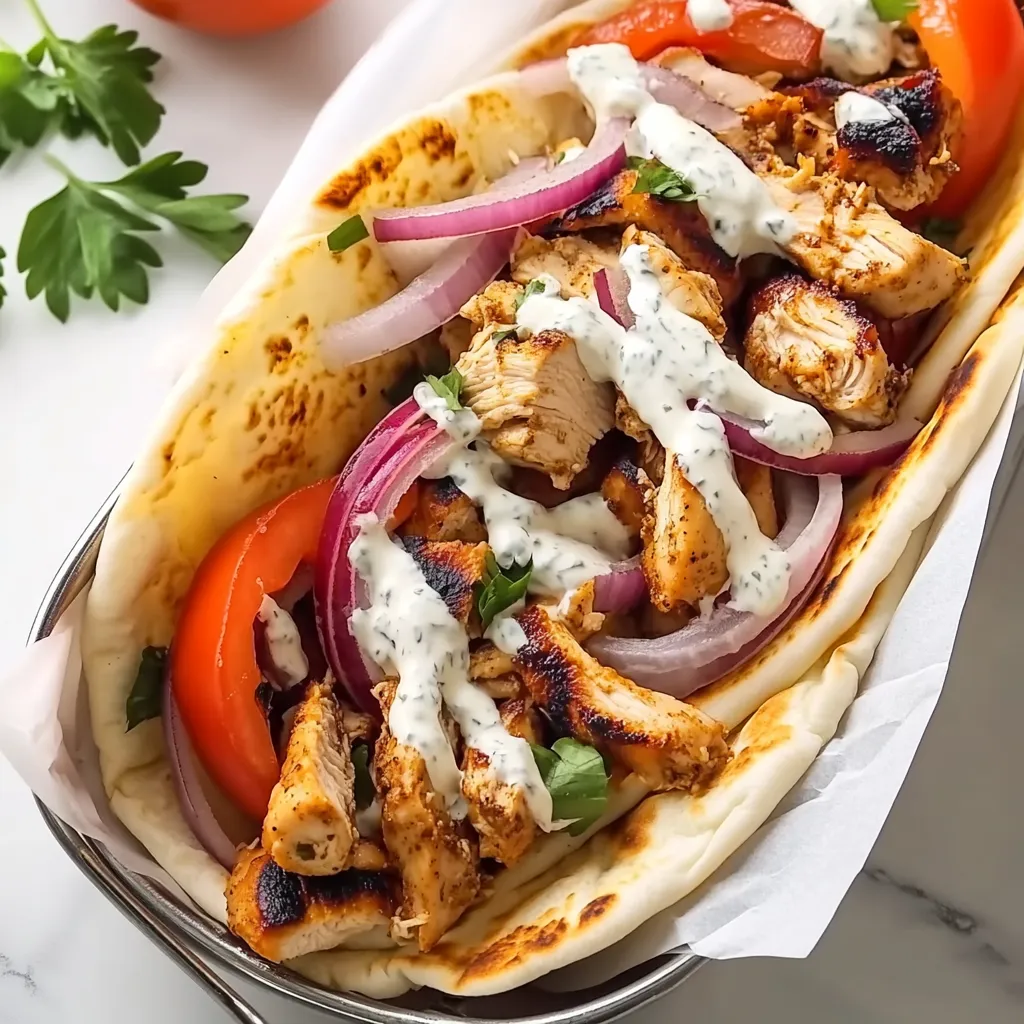 High Protein Chicken Gyros with Garlic Flatbread