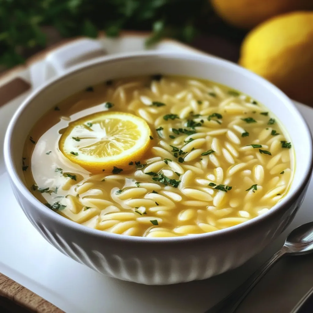 Lemon Chicken Orzo Soup Vegan