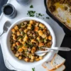 Old fashioned bread and sausage stuffing with bread crumbs