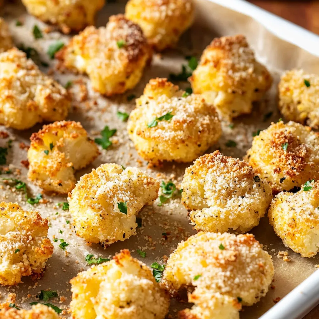Oven baked parmesan cauliflower bites with cheese