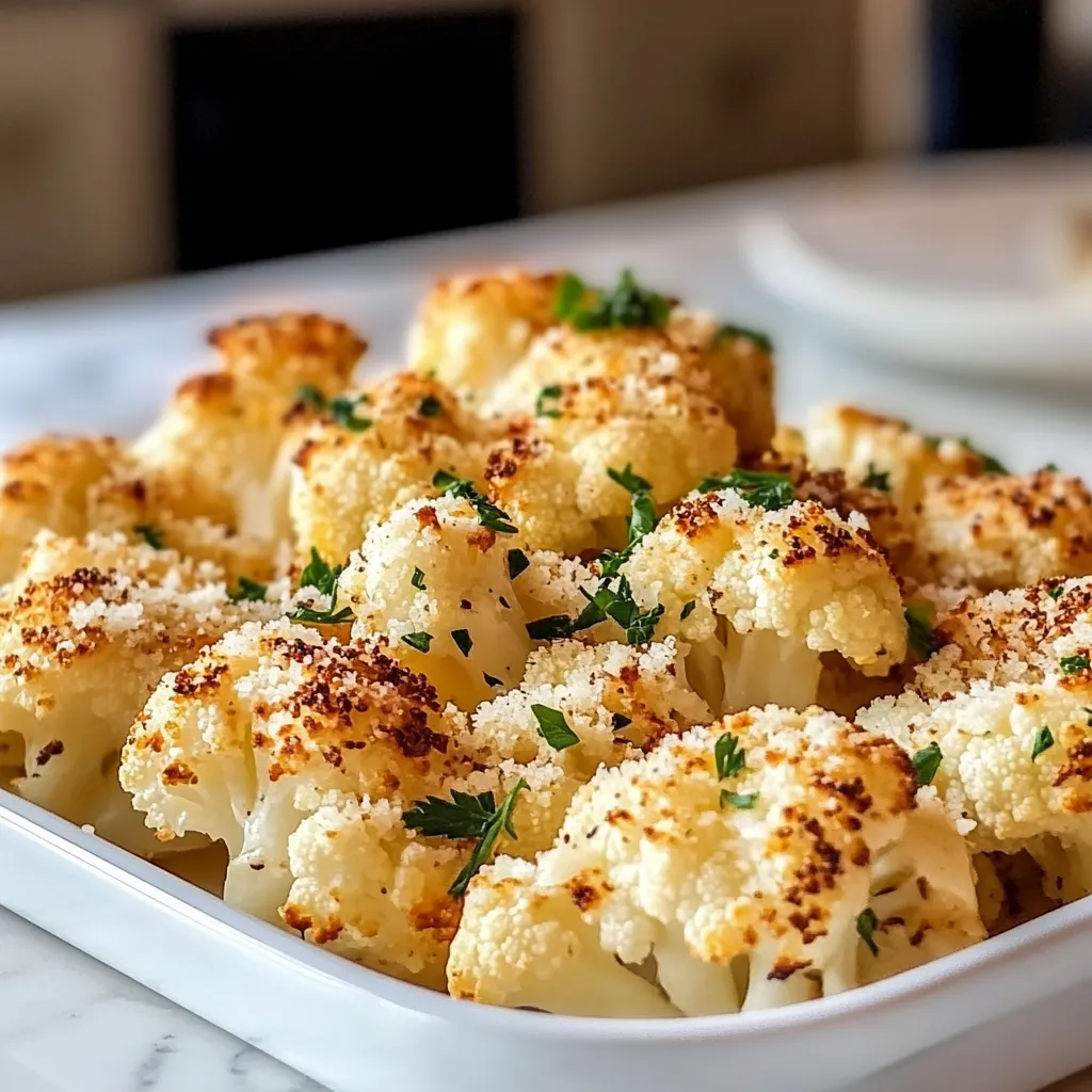 Roasted Cheesy Garlic Parmesan Cauliflower