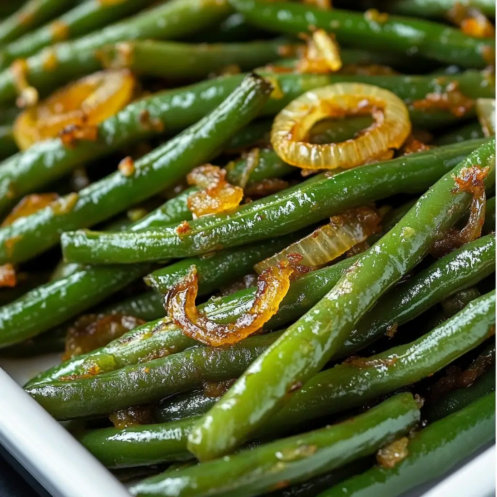 Roasted Green Beans with Caramelized Onions