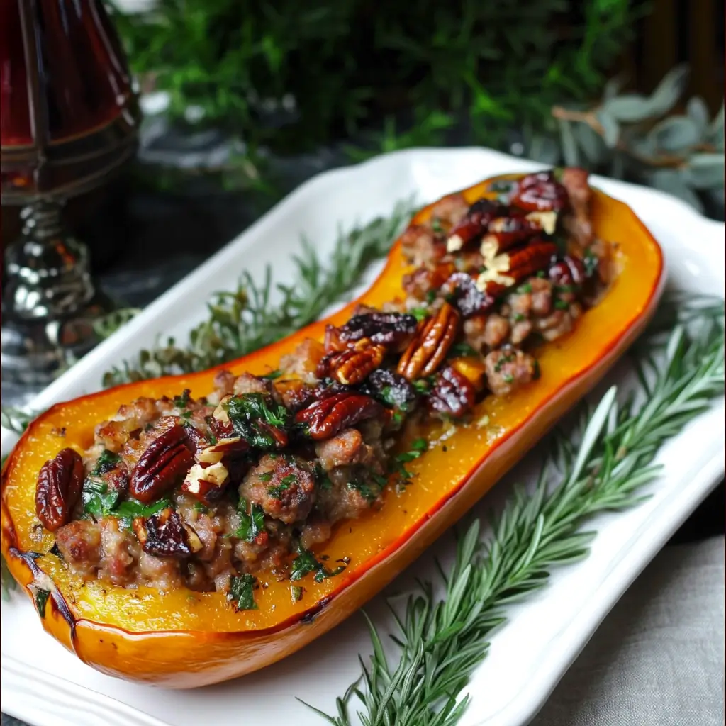 Roasted butternut squash and sausage
