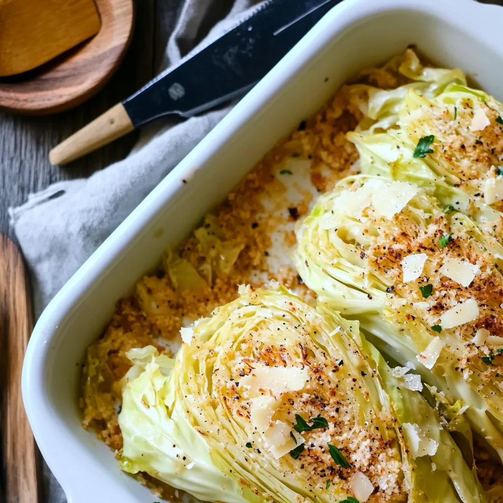 Roasted garlic Parmesan cabbage wedges