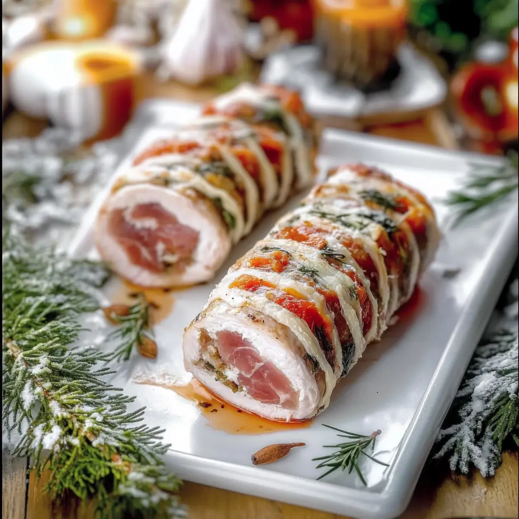 Rolled Stuffed Turkey Breast with Sausage & Herb Stuffing