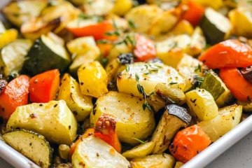 Sheet pan roasted vegetables with feta
