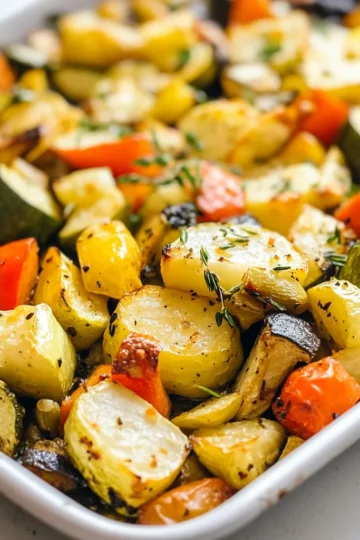 Sheet pan roasted vegetables with feta