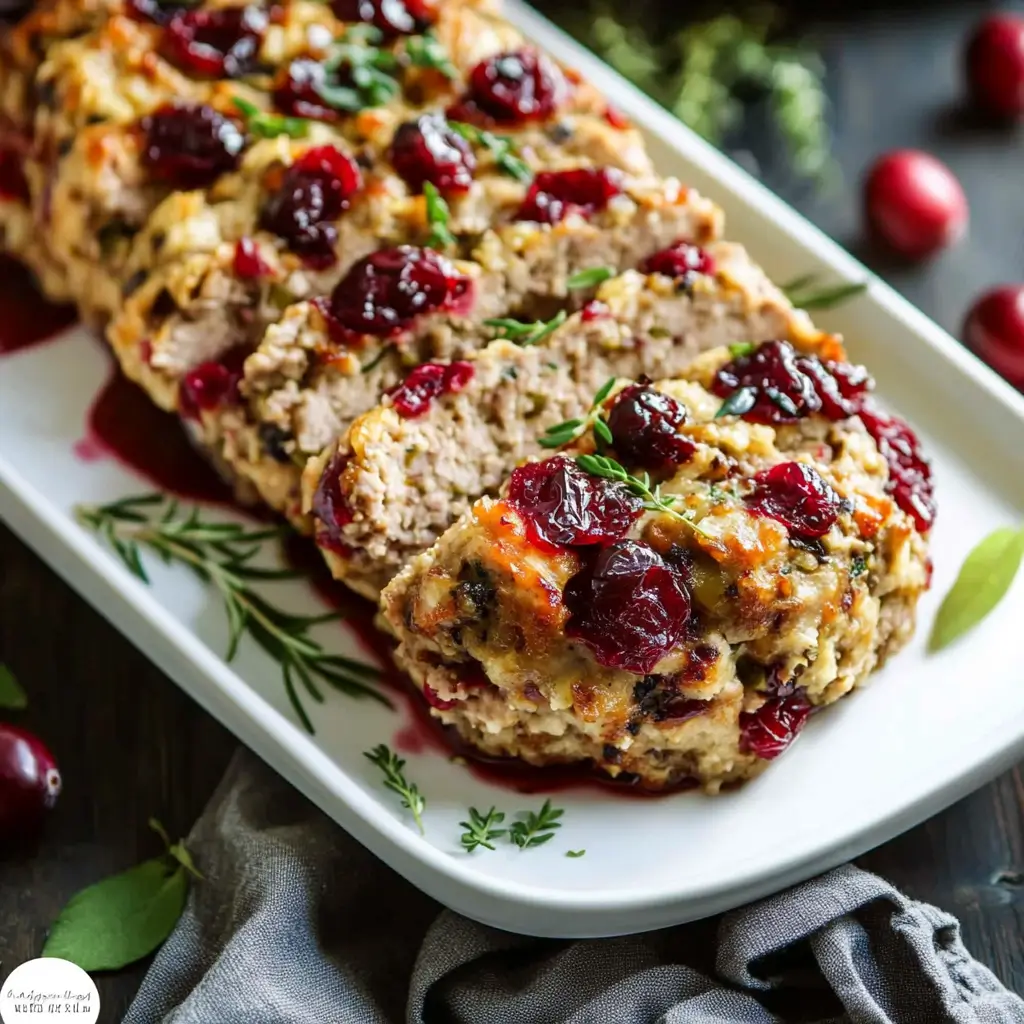 Simple Turkey Meatloaf with Stuffing and Cranberries Recipe