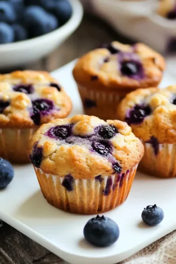 Sourdough Cottage Cheese Blueberry Muffins