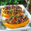 Stuffed butternut squash with sausage and cheese