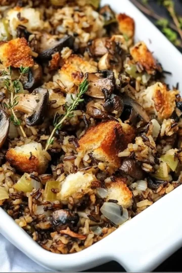 Tasty Wild Rice Stuffing with Mushrooms for Holiday Meals