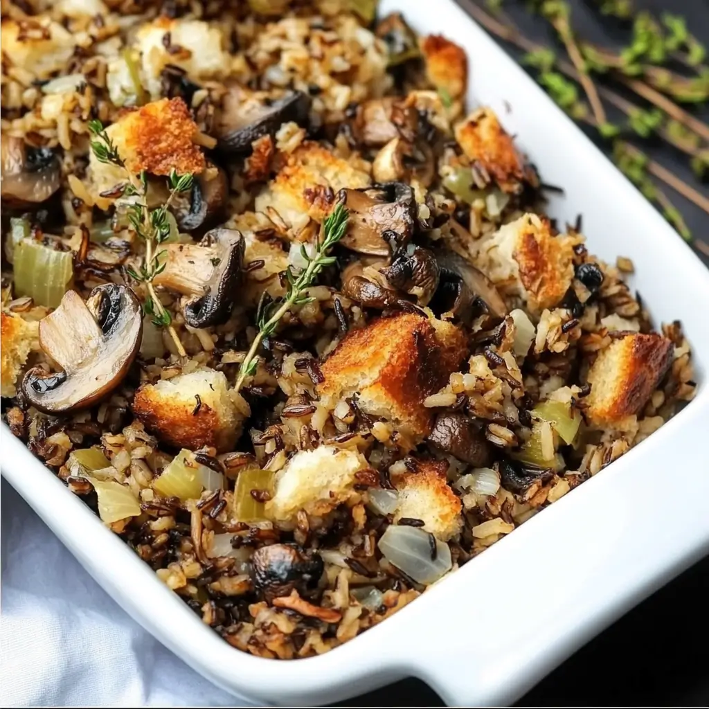 Tasty Wild Rice Stuffing with Mushrooms for Holiday Meals