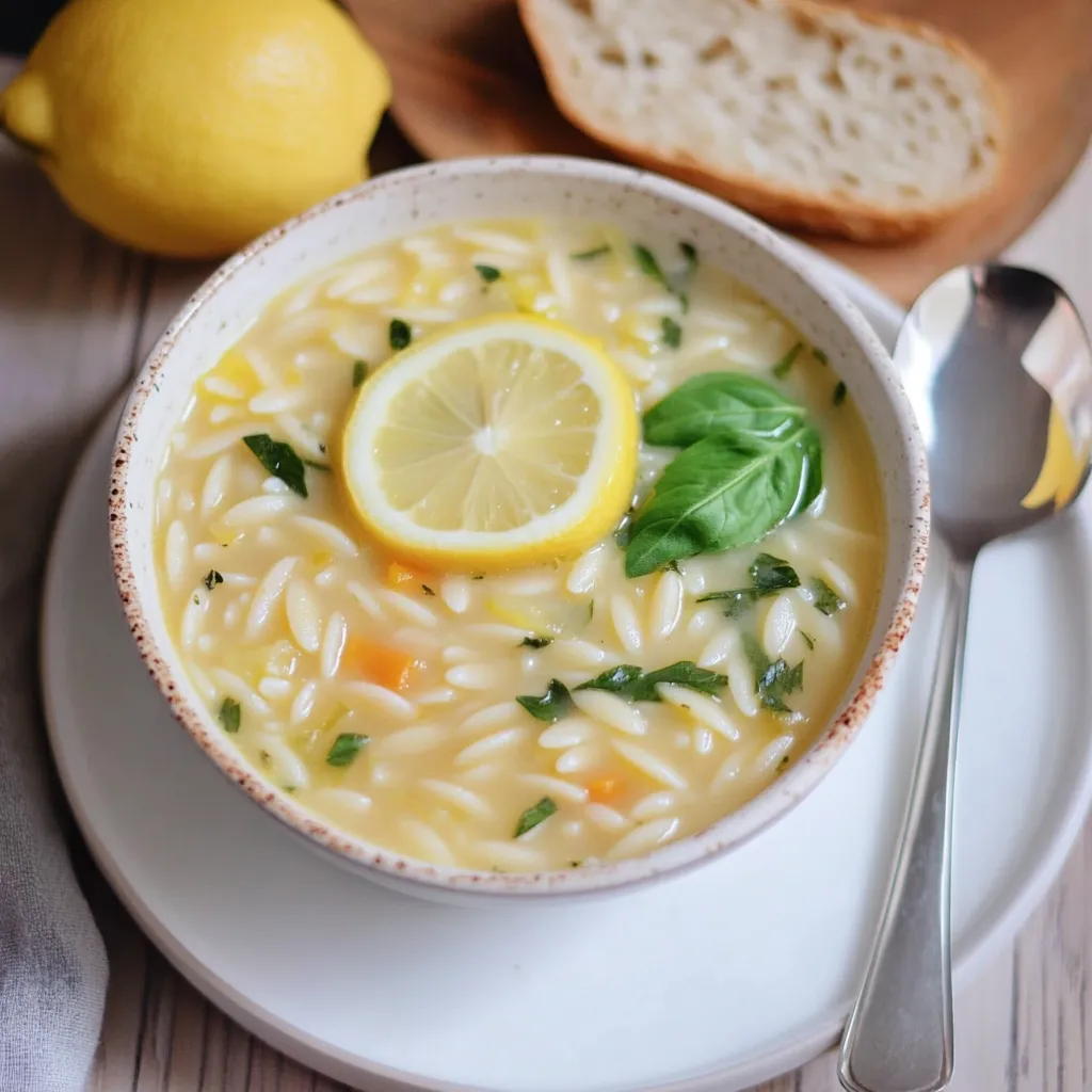 Vegan Avgolemono Soup (Greek Lemon Orzo Soup)