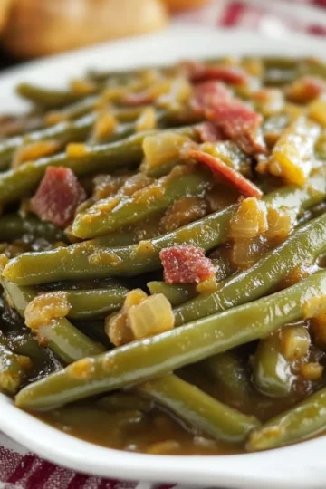 smothered green beans in crockpot