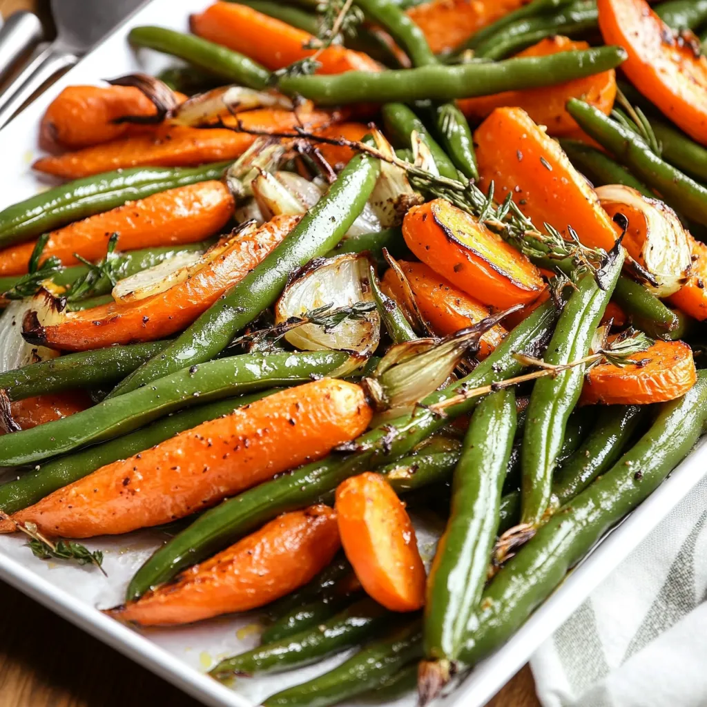 carrots and green beans roasted