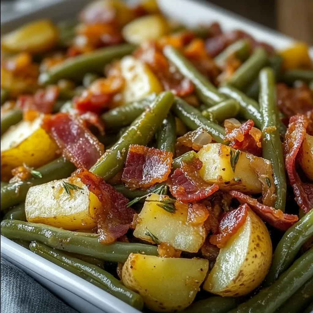 country ranch potatoes with green beans and bacon