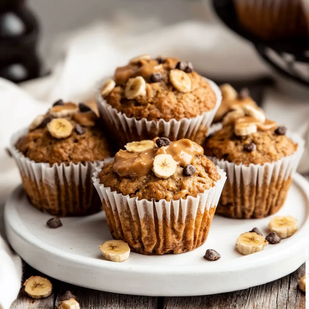 gluten free chocolate peanut butter banana muffins
