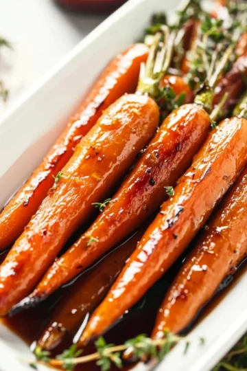honey balsamic roasted rainbow carrots
