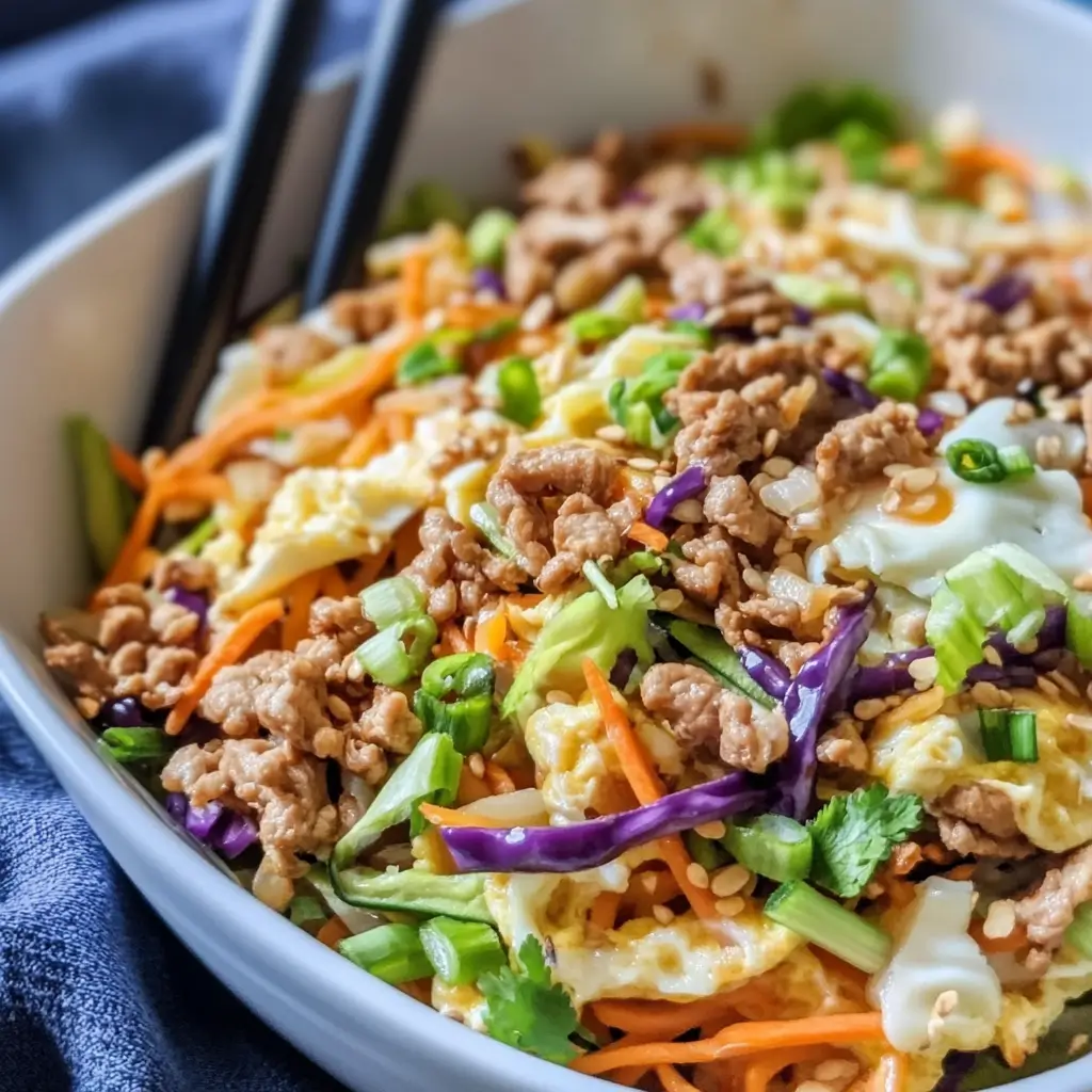 low calorie high protein egg roll in a bowl
