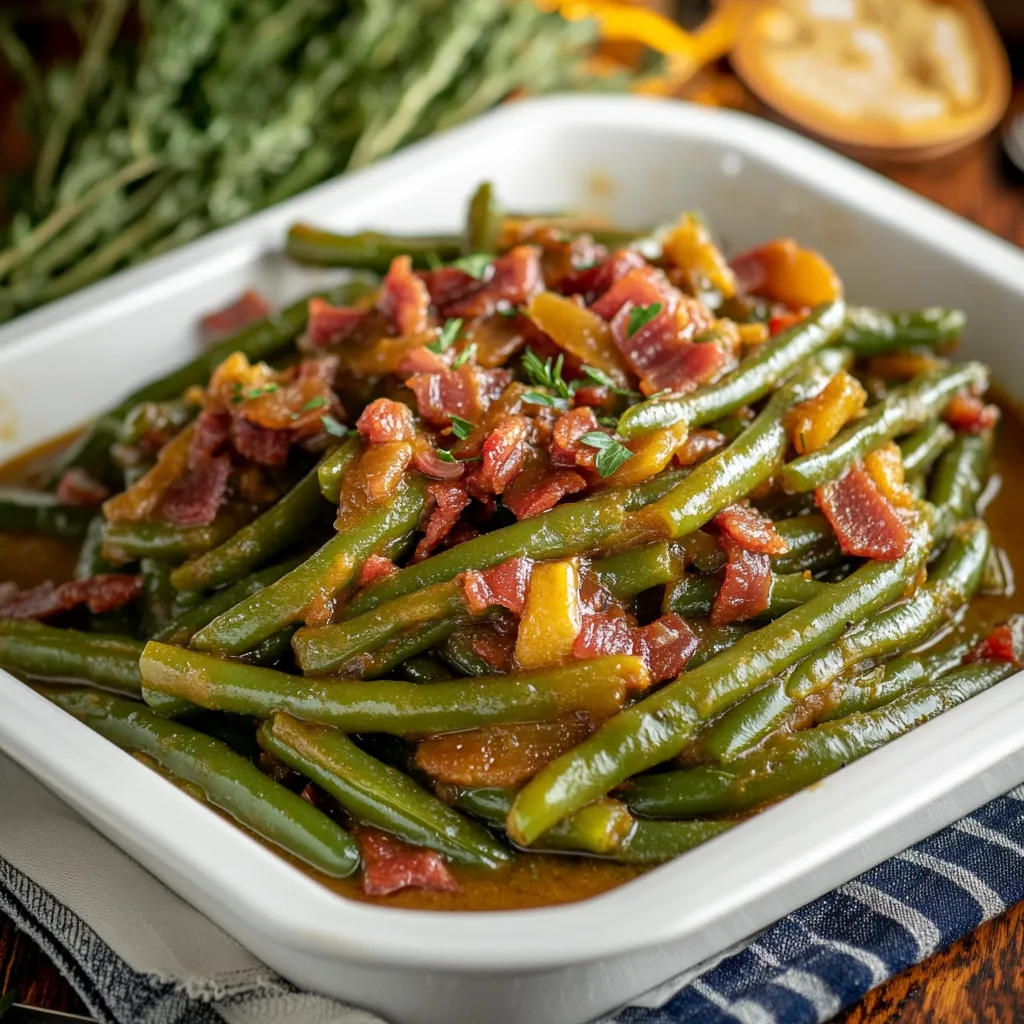smothered green beans stovetop