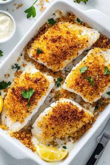 Mayonnaise and Panko Crusted Baked Fish Recipe