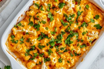 Creamy Buffalo Chicken Cauliflower Casserole