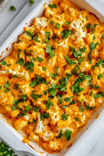 Creamy Buffalo Chicken Cauliflower Casserole