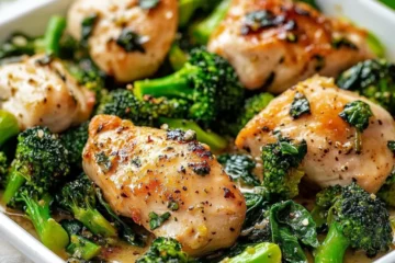 Cheesy Garlic Chicken Bites with Broccoli and Spinach
