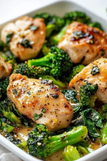 Cheesy Garlic Chicken Bites with Broccoli and Spinach