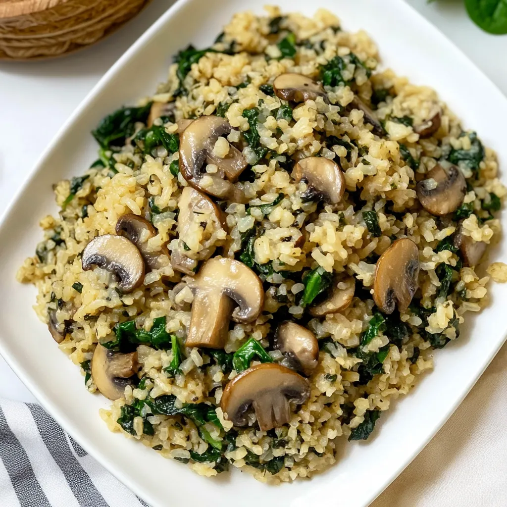 Mushroom Spinach Cauliflower Rice Recipe