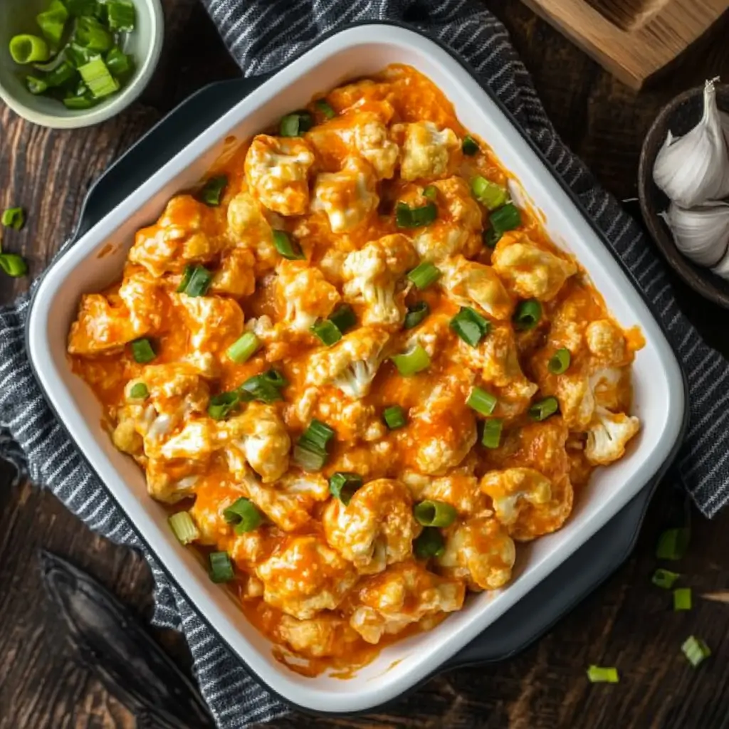 Creamy Buffalo Chicken Cauliflower Casserole