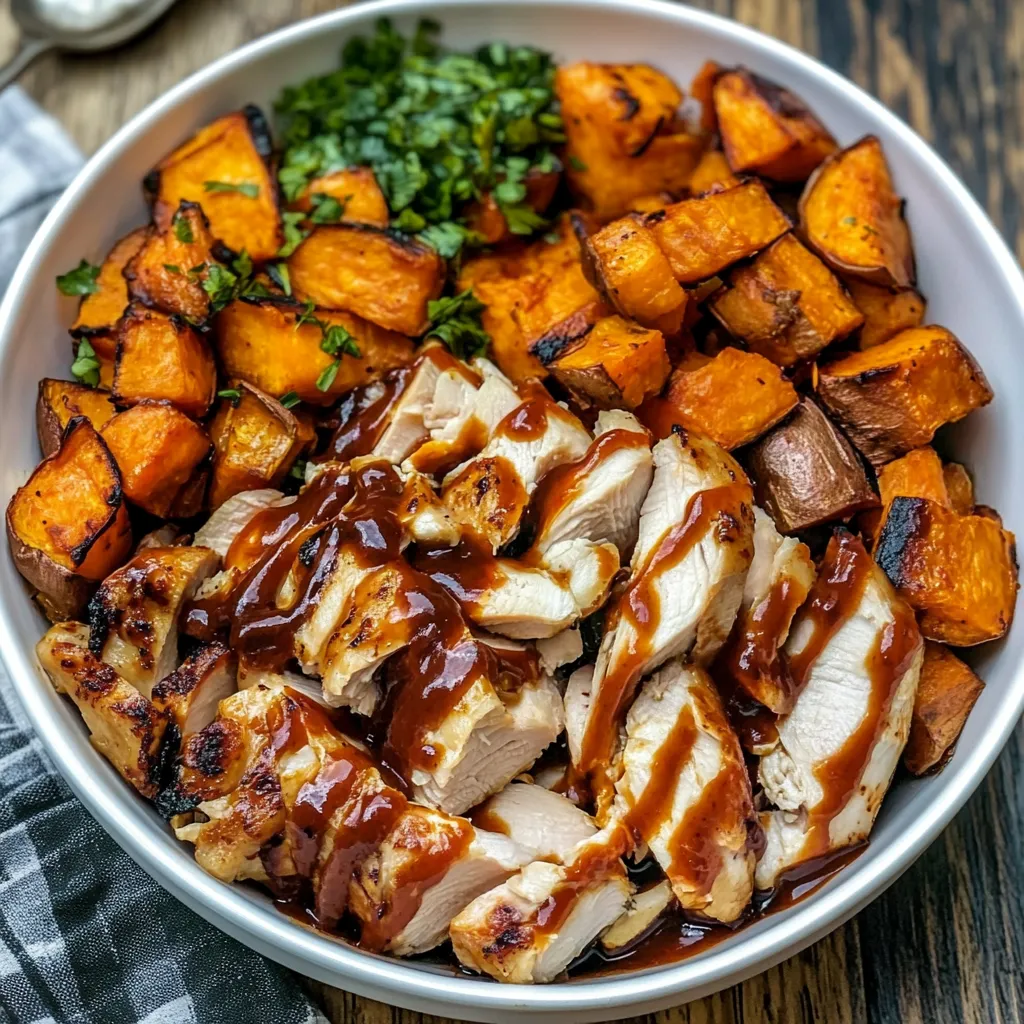 BBQ Chicken and Roasted Sweet Potato Bowls