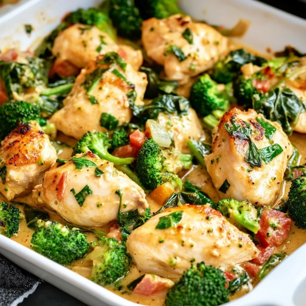 Garlic Chicken with Broccoli and Spinach Recipe